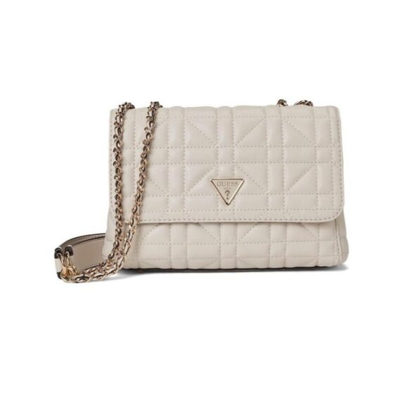 GUESS Edita quilted convertible mini shoulder crossbody bag - Bone / White - Picture 1 of 9